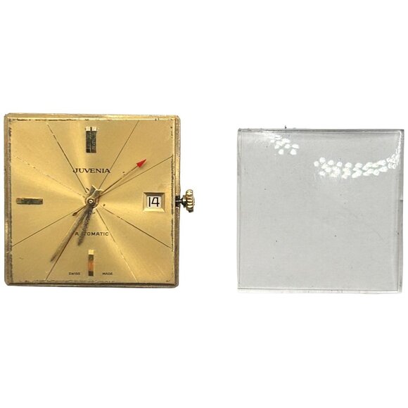 Working Juvenia Caliber 1015 17-Jewel Automatic Wristwatch Movement + Crystal - Picture 1 of 8